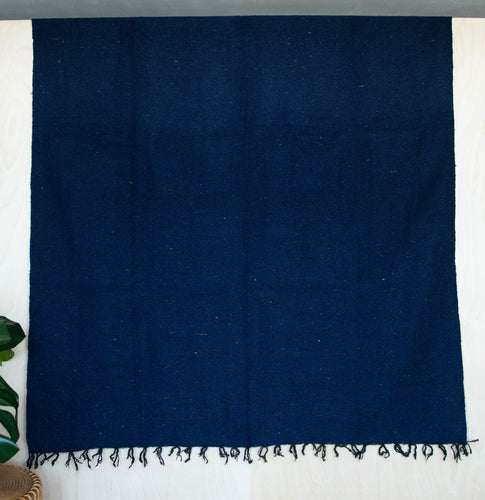 Solid Woven Color Mexican Blankets - Navy Blue