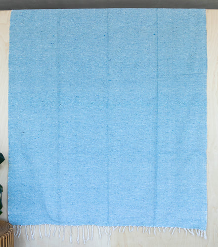 Solid Woven Color Mexican Blankets - Light Blue