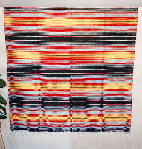 Serape Mexican Blankets - Black/Gray/Red