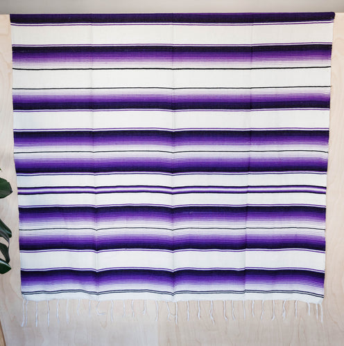 Serape Mexican Blankets - Simple Purple/White