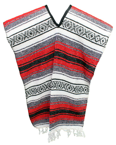 SIDREY Traditional Mexican Poncho - Red