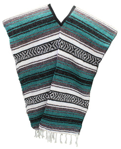 SIDREY Traditional Mexican Poncho - Teal