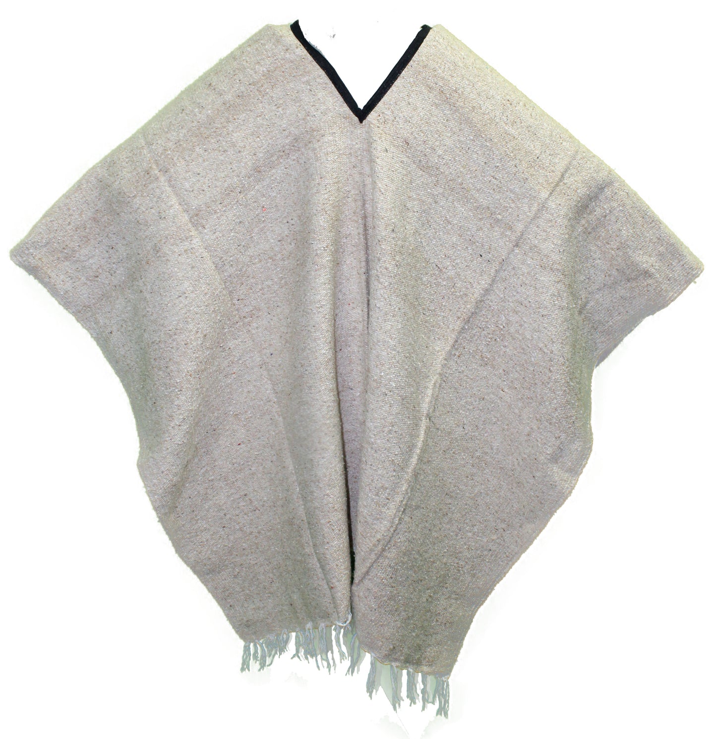 SIDREY Wide Western Mexican Poncho - Solid Natural