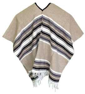 SIDREY Wide Western Mexican Poncho - Light Brown