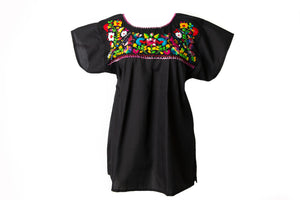 SIDREY Mexican Embroidered Pueblo Blouse - Black