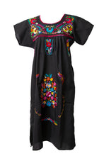 Load image into Gallery viewer, SIDREY Mexican Embroidered Pueblo Dress - Black