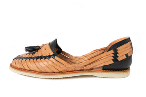 SIDREY Tassel Style Huarache Sandals - Black/Tan
