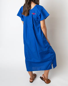 SIDREY Mexican Embroidered Pueblo Dress - Royal Blue