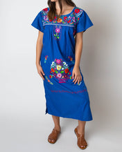 Load image into Gallery viewer, SIDREY Mexican Embroidered Pueblo Dress - Royal Blue