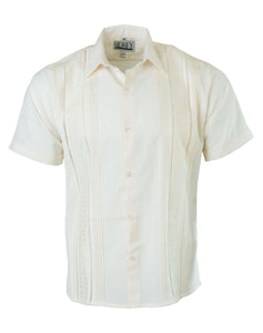 SIDREY Men's Mexican Guayabera Rejilla Shirt - Creme