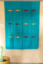 Load image into Gallery viewer, Pajaro Design Mexican Blankets - Teal