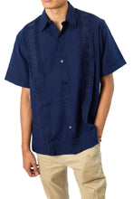 Load image into Gallery viewer, SIDREY Men&#39;s Mexican Guayabera Guayamisa Shirt - Navy Blue