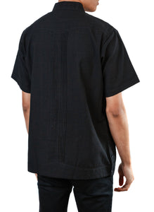 SIDREY Men's Mexican Guayabera Alegre Shirt - Black