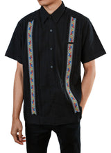 Load image into Gallery viewer, SIDREY Men&#39;s Mexican Guayabera Alegre Shirt - Black