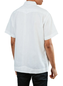SIDREY Men's Mexican Guayabera Alegre Shirt - White