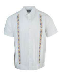 SIDREY Men's Mexican Guayabera Alegre Shirt - White