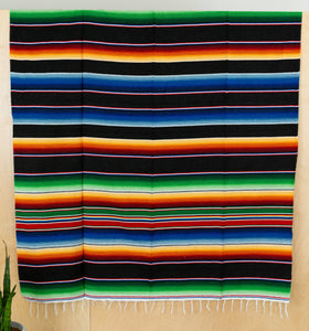 Serape Mexican Blankets - Multi Black