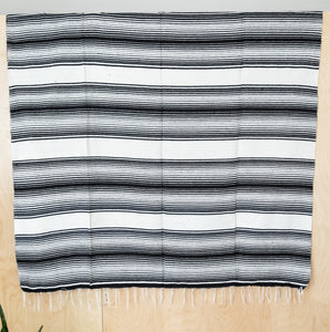 Serape Mexican Blankets - White/Black