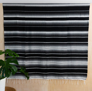 Serape Mexican Blankets - Gray/Black