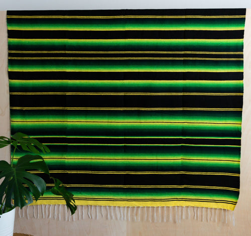 Serape Mexican Blankets - Green/Black
