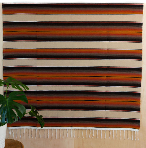 Serape Mexican Blankets - Tan/Rustic Orange