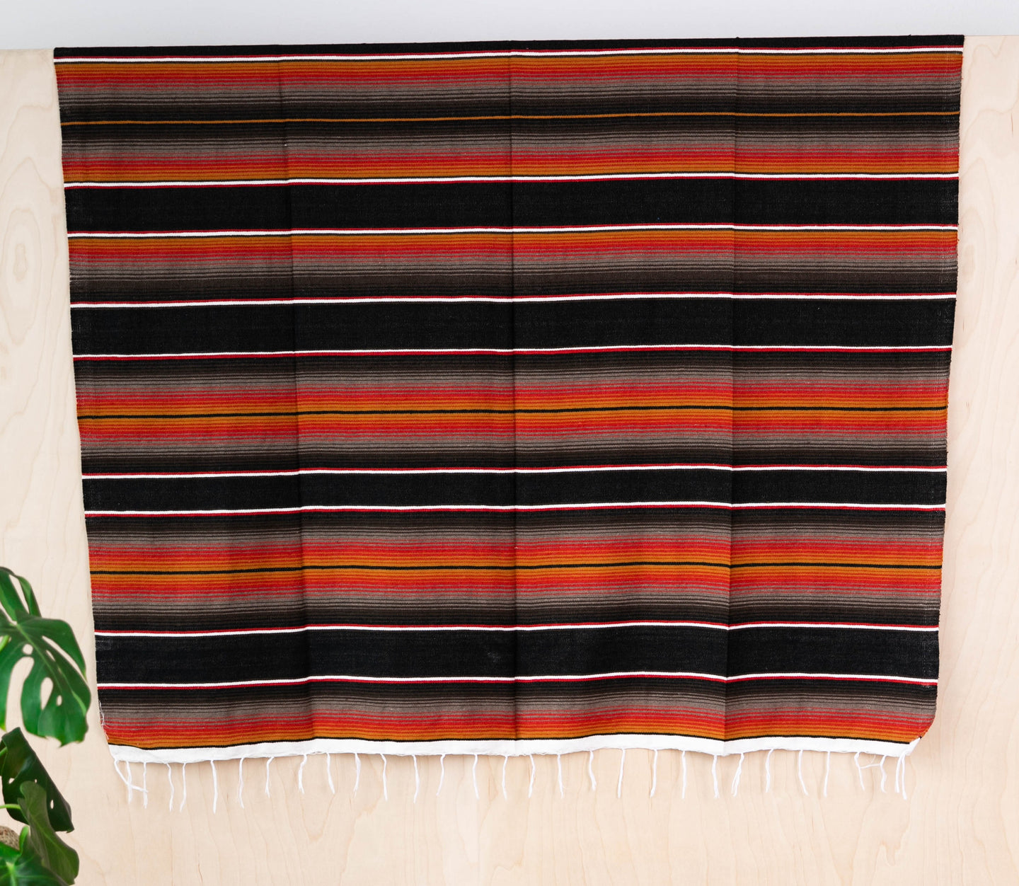 Serape Mexican Blankets - Rustic Black with Orange Stripes