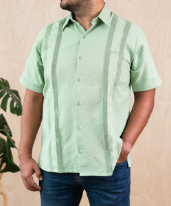 SIDREY Men's Mexican Guayabera Guayamisa Shirt - Fern Green