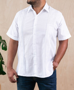 SIDREY Men's Mexican Guayabera Guayamisa Shirt - White