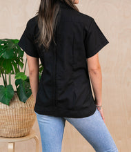 Load image into Gallery viewer, SIDREY Women&#39;s Mexican Guayabera Classic Shirt - Black