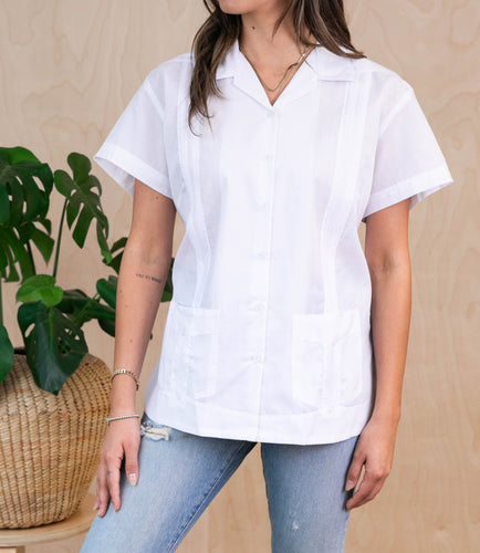 SIDREY Women's Mexican Guayabera Classic Shirt - White