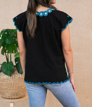 Load image into Gallery viewer, SIDREY Mexican Embroidered Flor Blouse - Black