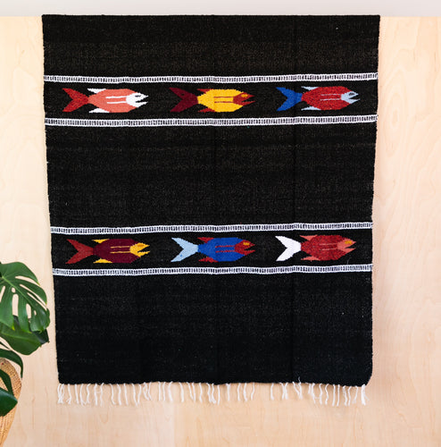 Pescado Design Mexican Blankets - Black