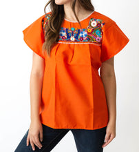 Load image into Gallery viewer, SIDREY Mexican Embroidered Pueblo Blouse - Orange