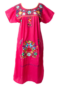 SIDREY Mexican Embroidered Pueblo Dress - Pink