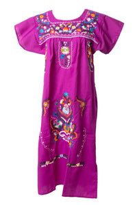 SIDREY Mexican Embroidered Pueblo Dress - Magenta