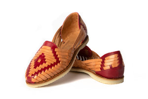 SIDREY Catrina Style Mexican Sandals - Red/Tan