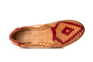 SIDREY Catrina Style Mexican Sandals - Red/Tan