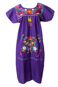 SIDREY Mexican Embroidered Pueblo Dress - Purple