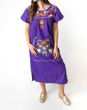 Load image into Gallery viewer, SIDREY Mexican Embroidered Pueblo Dress - Purple