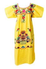 Load image into Gallery viewer, SIDREY Mexican Embroidered Pueblo Dress - Yellow